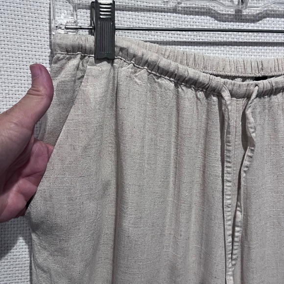 H&M DIVIDED Beige‎ Relaxed Casual Linen Blend Drawstring Pants Size Small - Picture 4 of 10